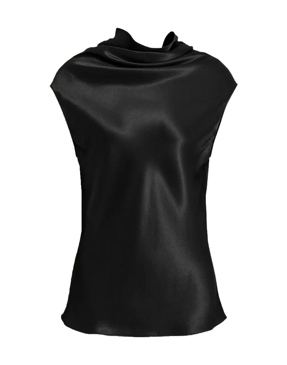 ALBERTA FERRETTI Top in Raso con Scollo Fluido Nero