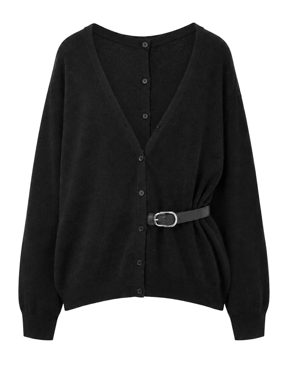 CIRCUS HOTEL Cardigan Double Face in Misto Cashmere Nero