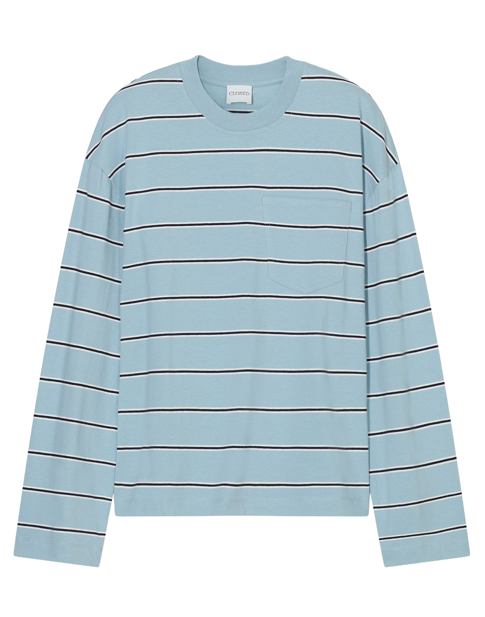 CLOSED T-Shirt a Maniche Lunghe a Righe Breeze Blue