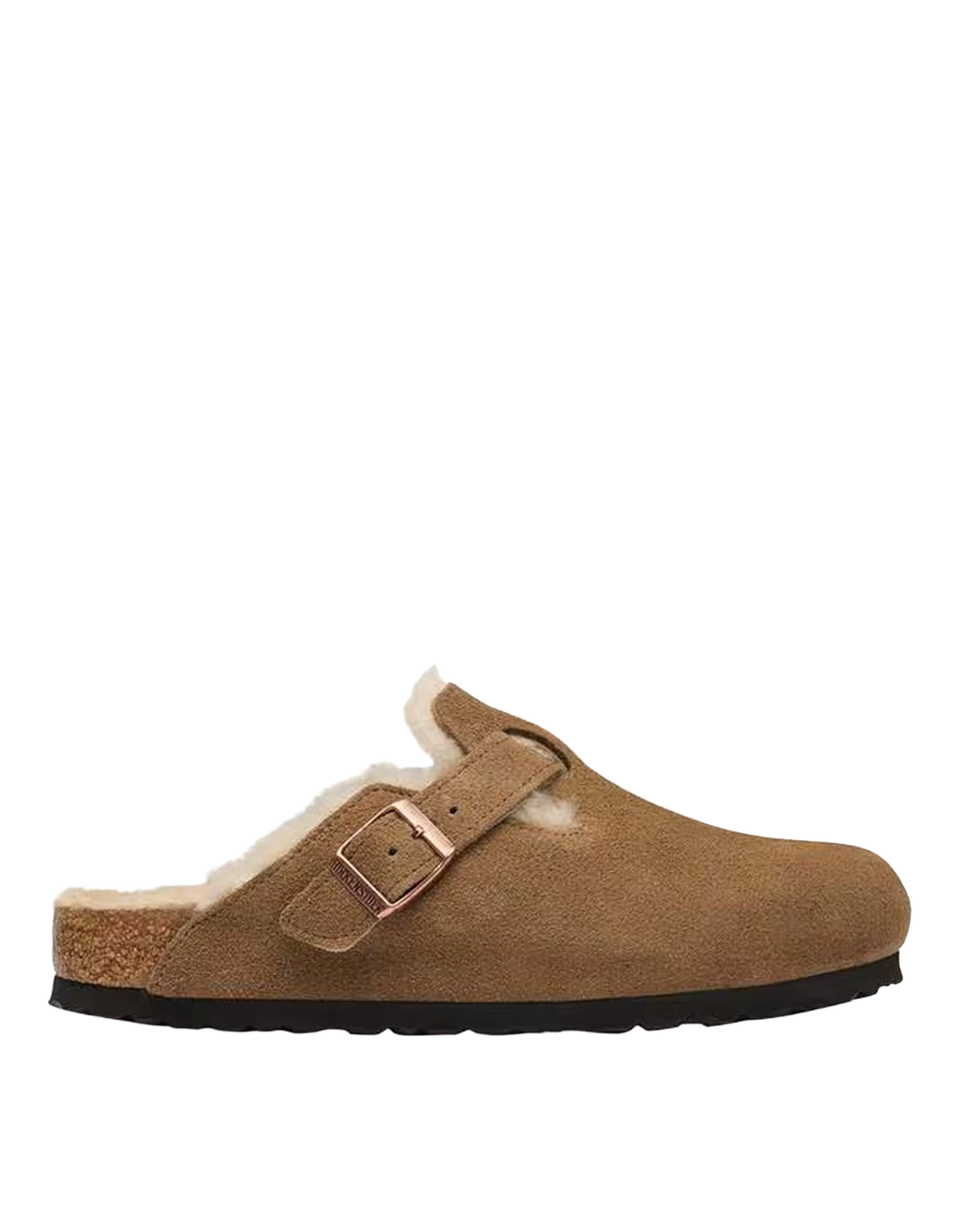 BIRKENSTOCK Boston Shearling in Pelle Scamosciata Dark Tea