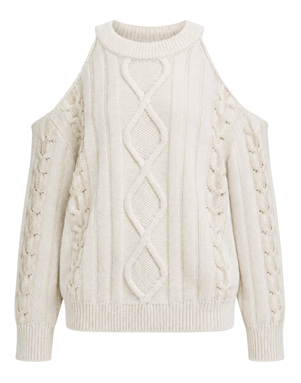 ERIKA CAVALLINI Maglia in Lana e Cashmere con Cut-Out Latte
