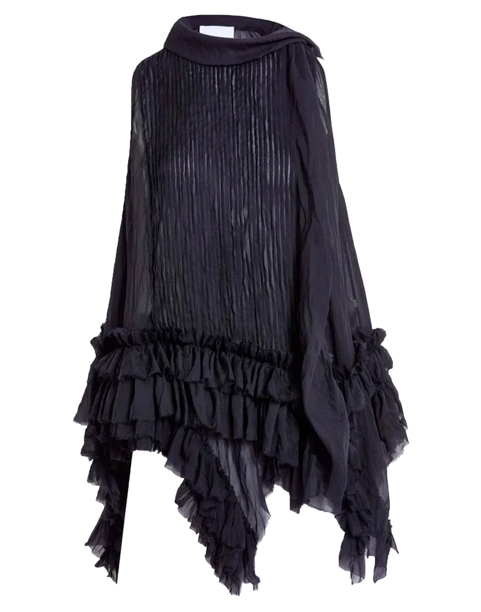ERIKA CAVALLINI Top in Chiffon Stropicciato Nero
