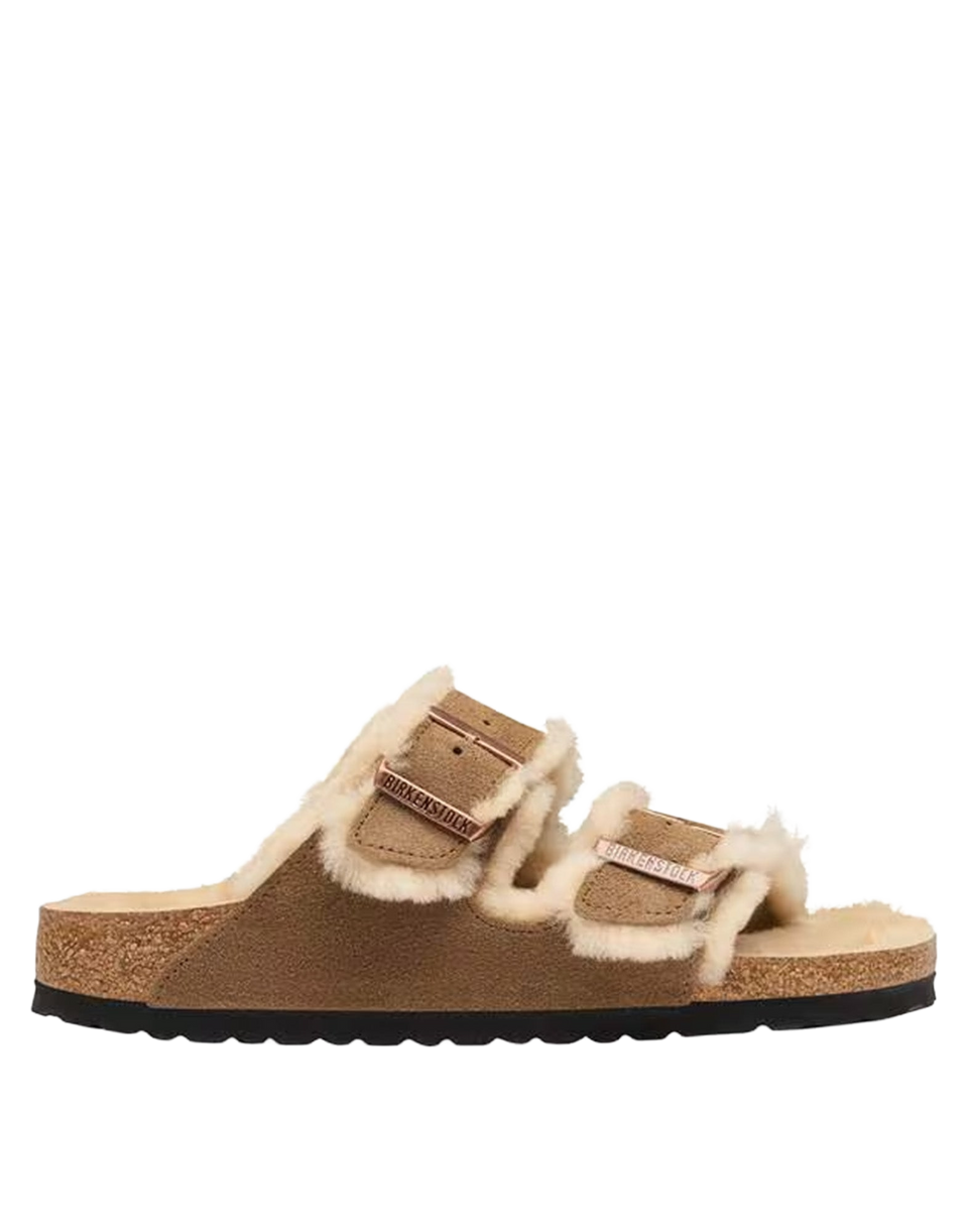 BIRKENSTOCK Arizona Shearling in Pelle Scamosciata Dark Tea