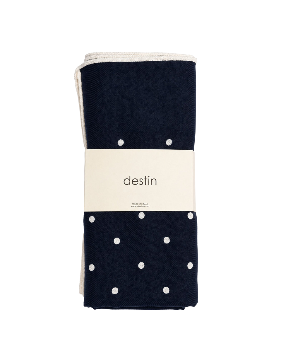 DESTIN Kae Carré en Laine Marine Blanc Cassé