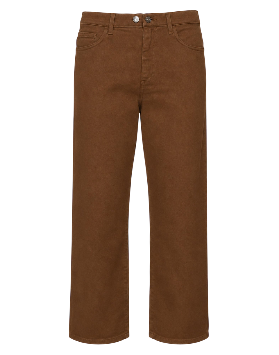 DOUUOD Pantalone Ampio Cropped Genderless in Drill di Cotone Caramello
