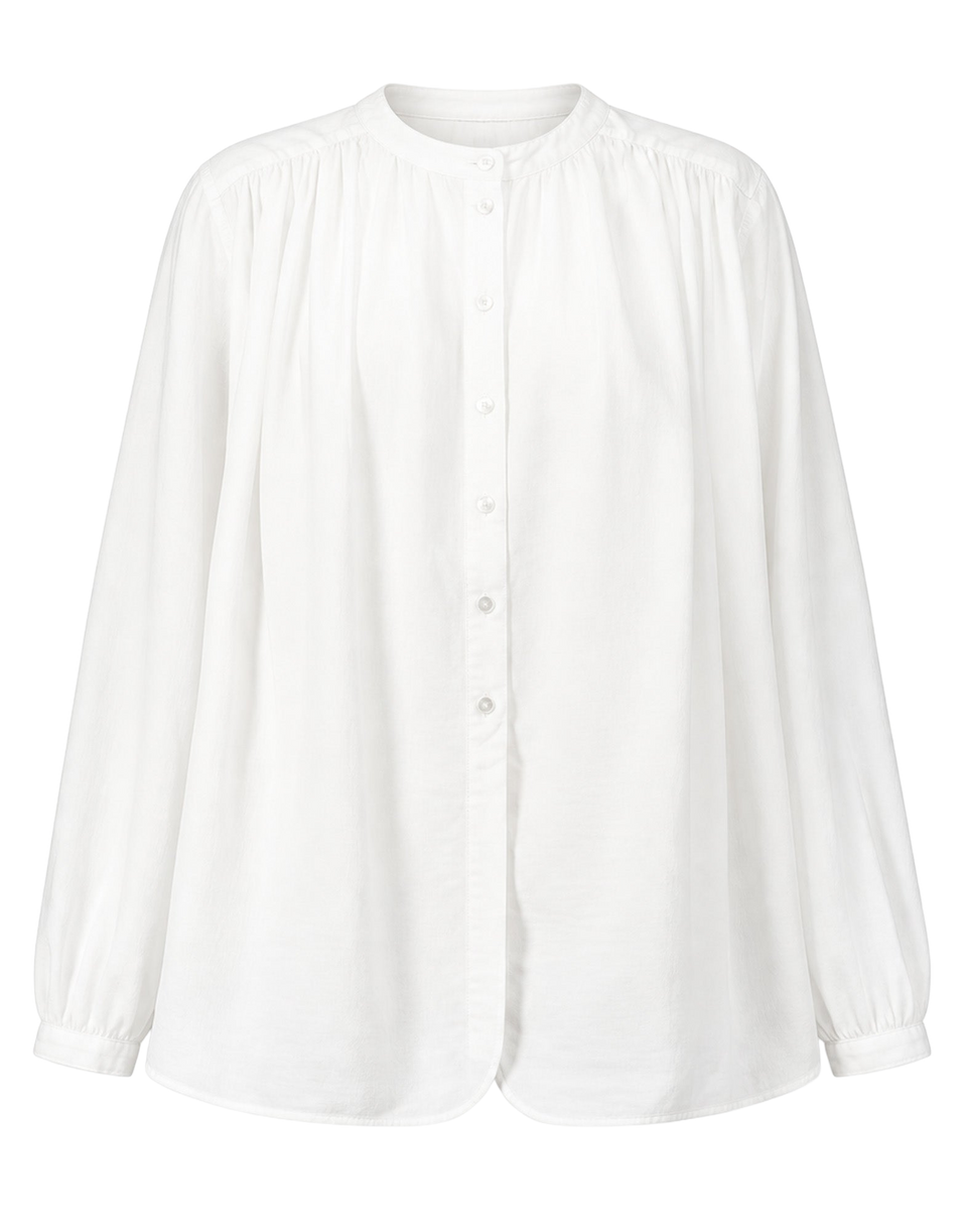 LAURENCE BRAS Camicia Coreana Ampia in Cotone Stropicciato Bianca