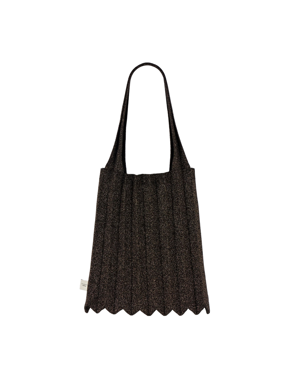 PLEATSMAMA Borsa New Shoulder Bag Plissè Glitter Black Brown