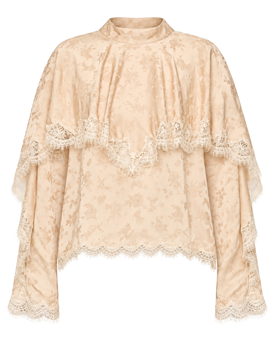 SEA NY Blusa in Viscosa con Pizzo Floreale Nude