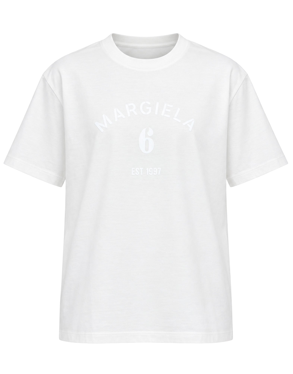 MM6 MAISON MARGIELA T-Shirt in Jersey di Cotone con Logo Off White