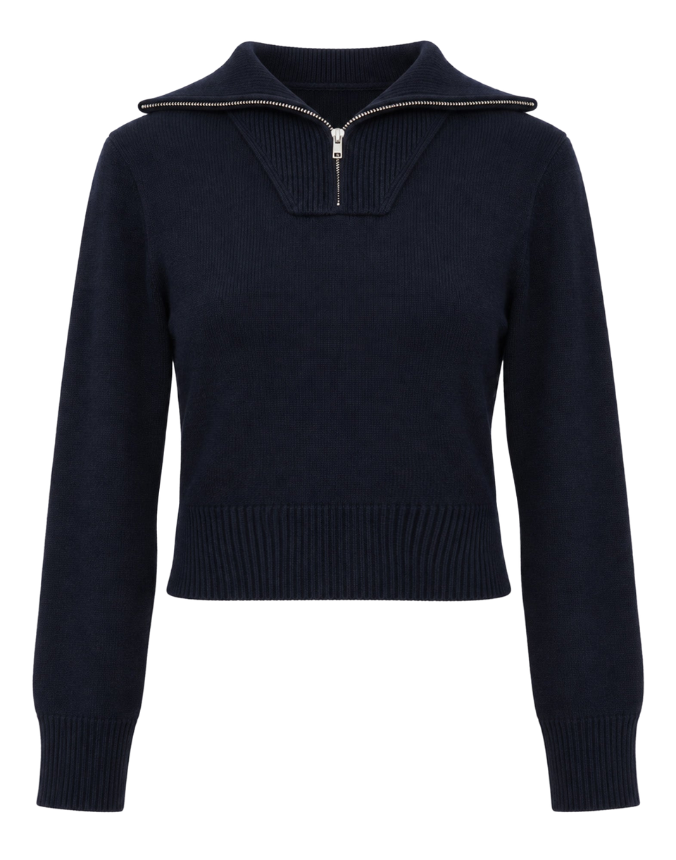MM6 MAISON MARGIELA Maglione in Lana con Collo Zip Navy