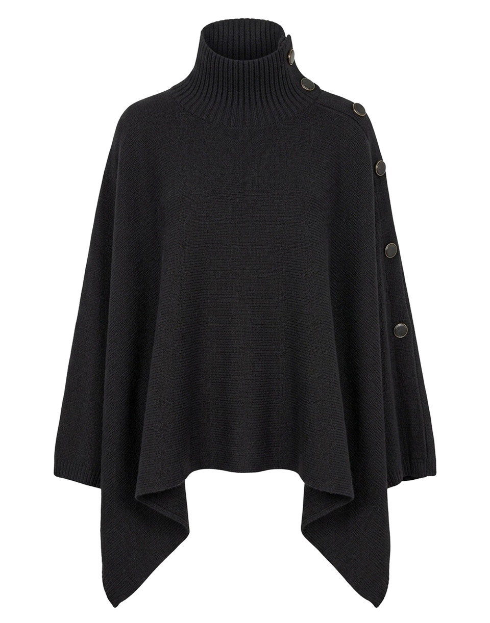 MAJESTIC FILATURES Mantella in Lana Merino con Bottoni Nera
