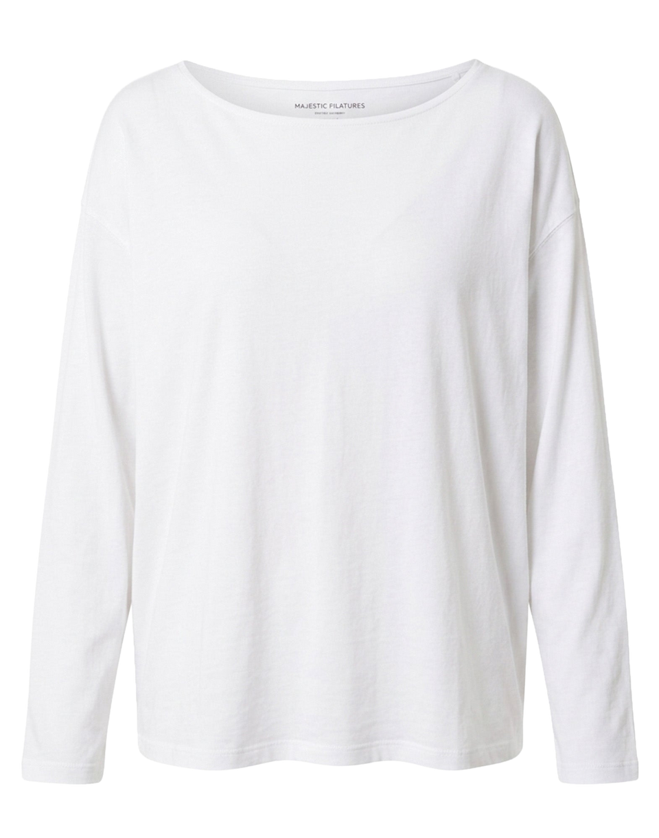 MAJESTIC FILATURES T-Shirt a Maniche Lunghe in Cotone Organico Deluxe Blanc