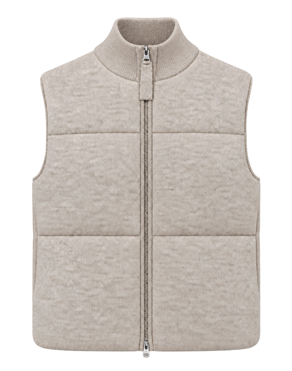 MAJESTIC FILATURES Piumino Smanicato in Lana Merino e Cashmere Ecrù