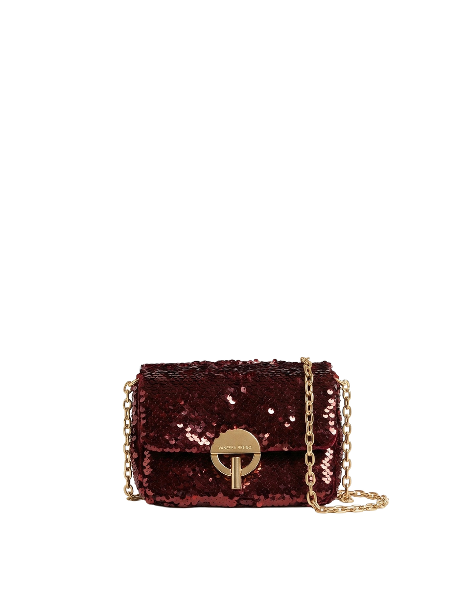 VANESSA BRUNO Borsa Nano Moon In Paillettes Bordeaux