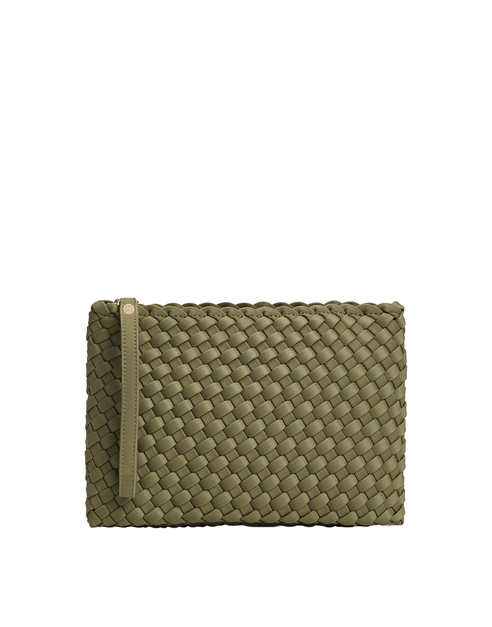 MARREA Pochette Clutch in Neoprene Intrecciato Dark Oliva