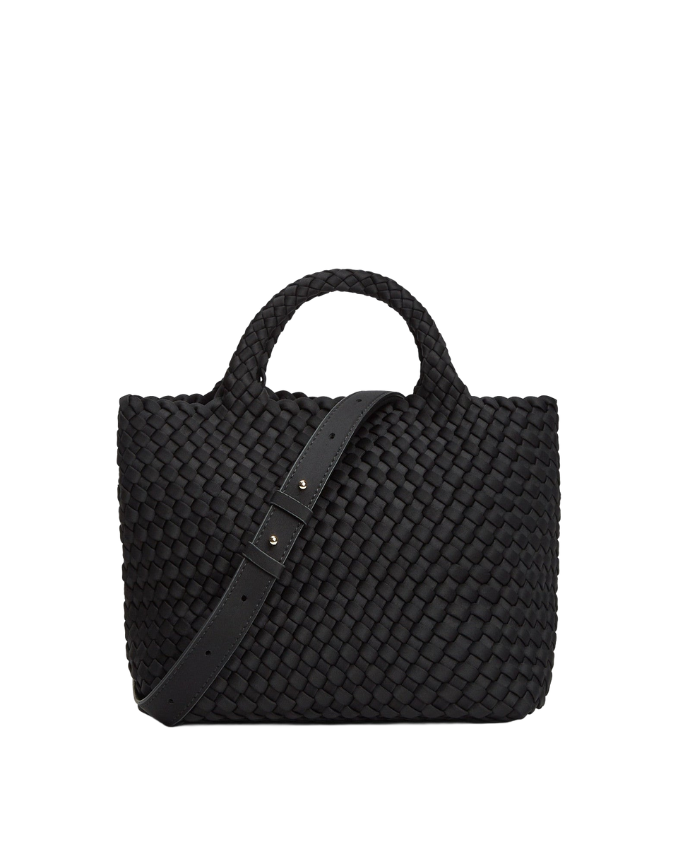MARREA Borsa a Mano Midi in Neoprene Intrecciato di Nero