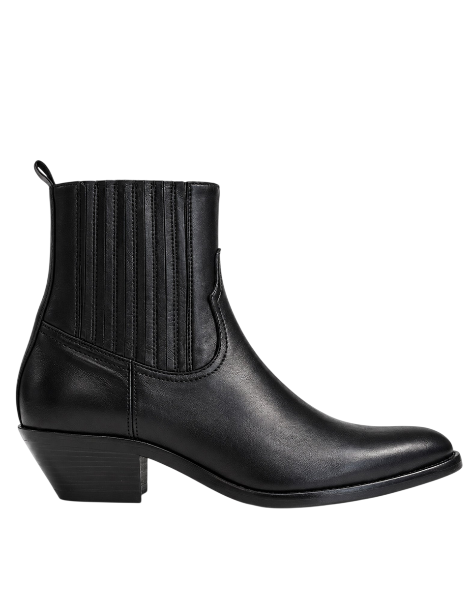 DOUUOD Stivaletti Texani in Pelle di Vitello Glam Nero