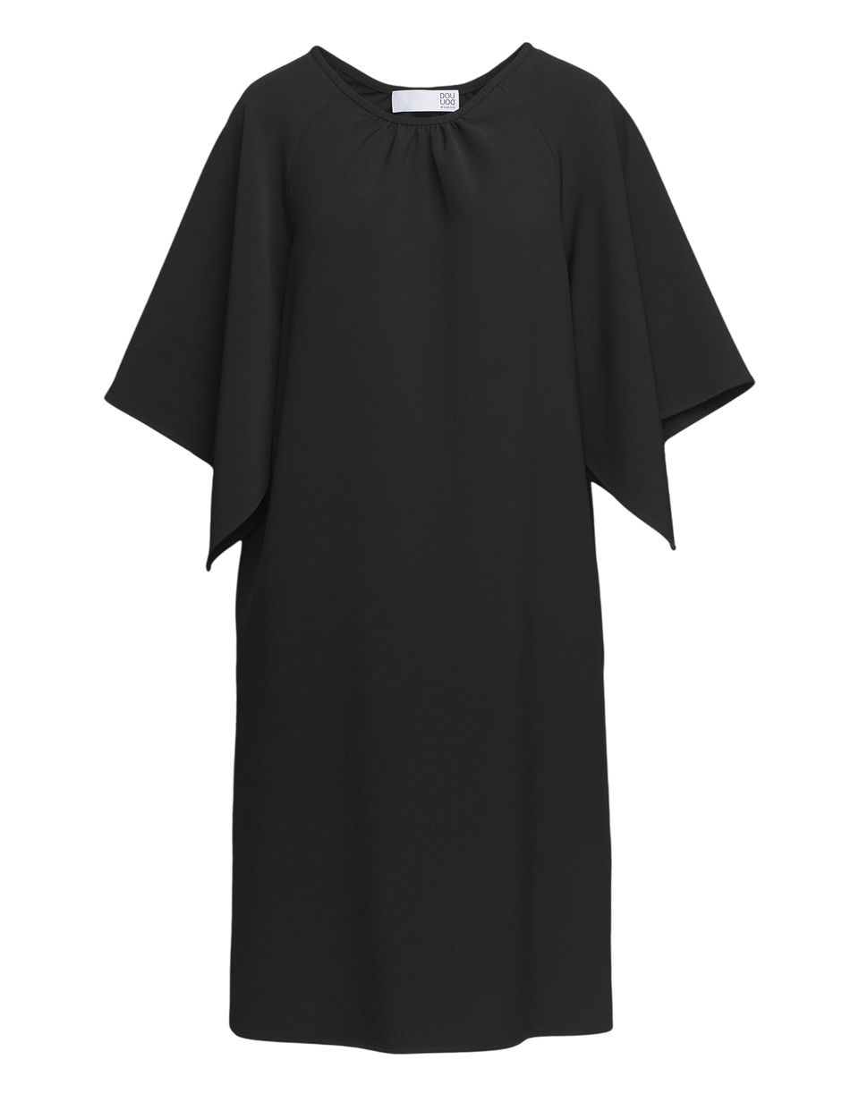 DOUUOD Abito Manica Farfalla in Crepe Sablé Comfort Nero
