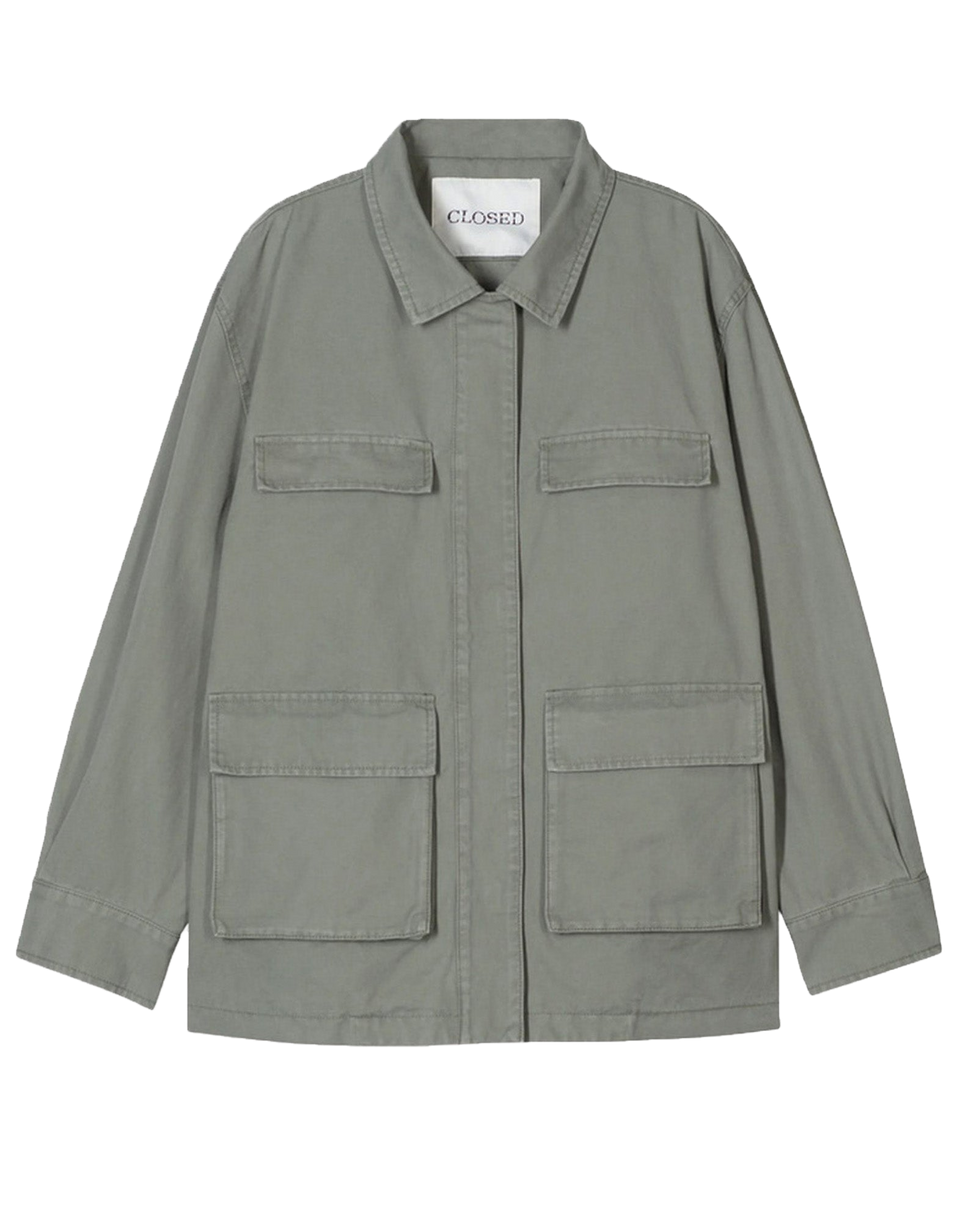 CLOSED Giacca Field Jacket in Cotone Biologico Verde Sbiadito
