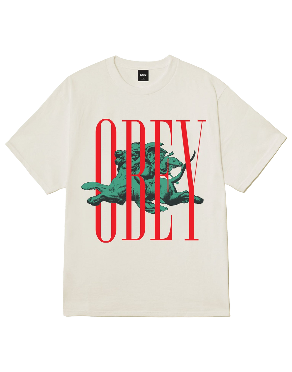 OBEY T-shirt Pillars con Stampa Vintage White