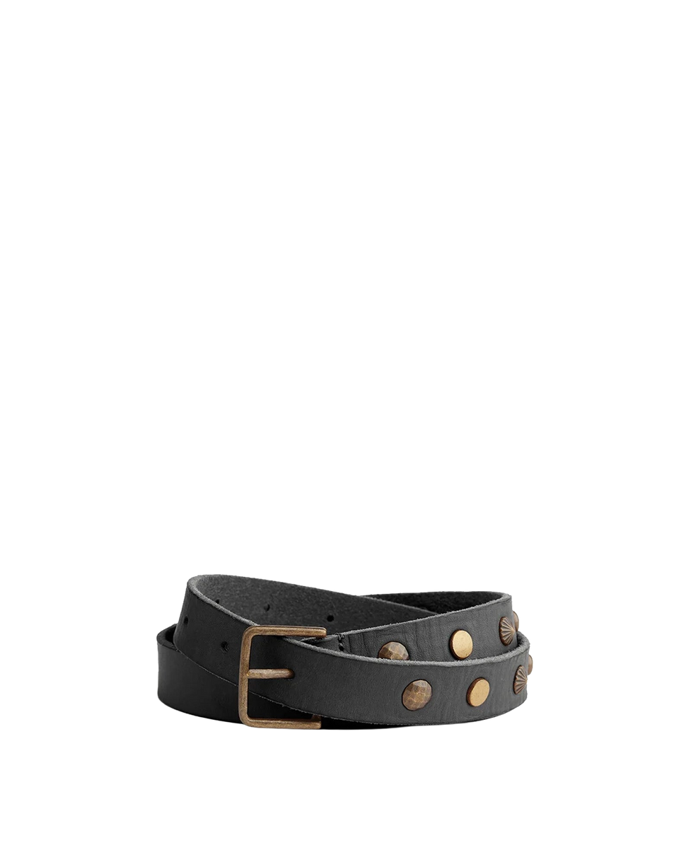 FORTE FORTE Ceinture à clous en cuir de veau lavé noir