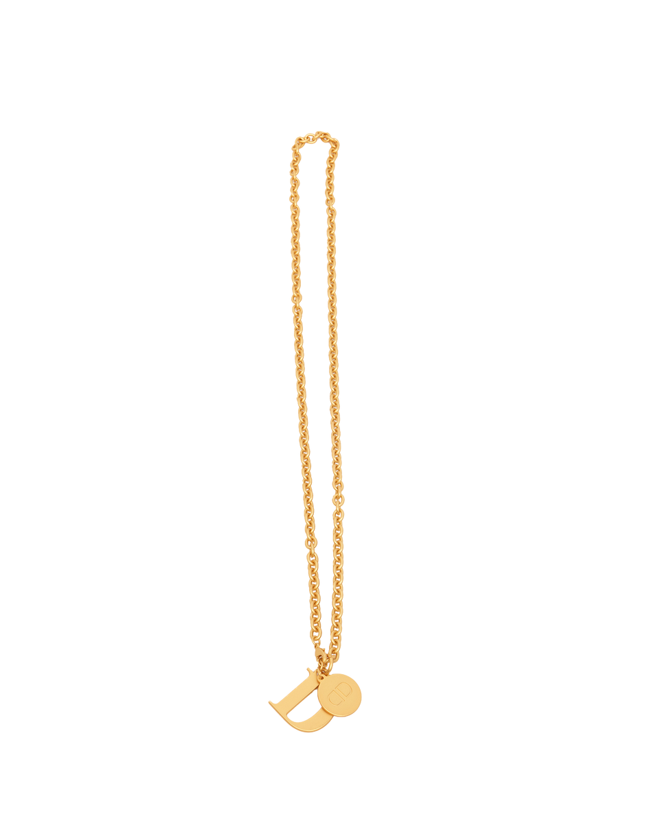 DOUUOD Collana Lunga con Catena Rock e Lettera D in Oro Satinato