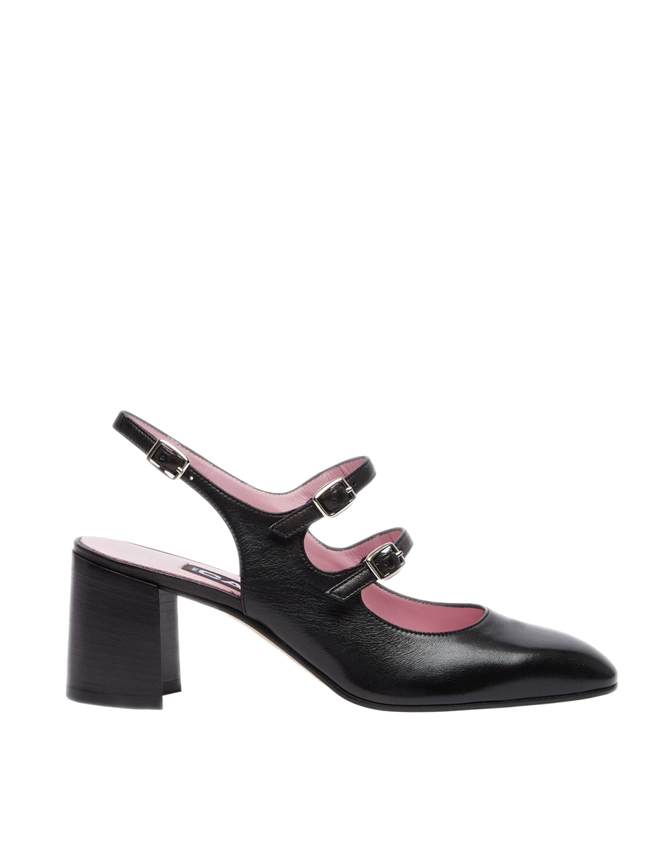CAREL Slingback Mary Jane Banana in Pelle Nera
