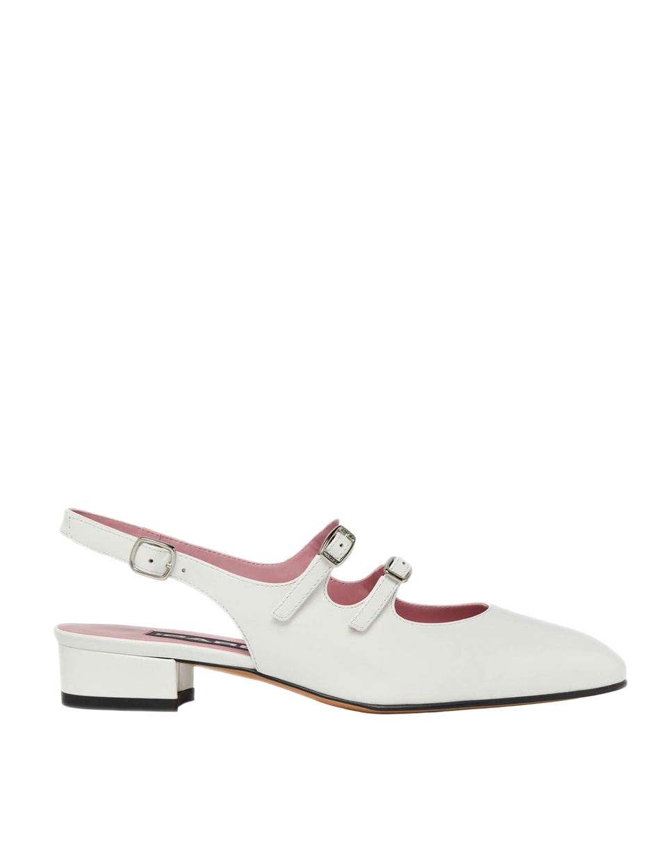 CAREL Mary Jane Slingback Peche in Vernice Bianca