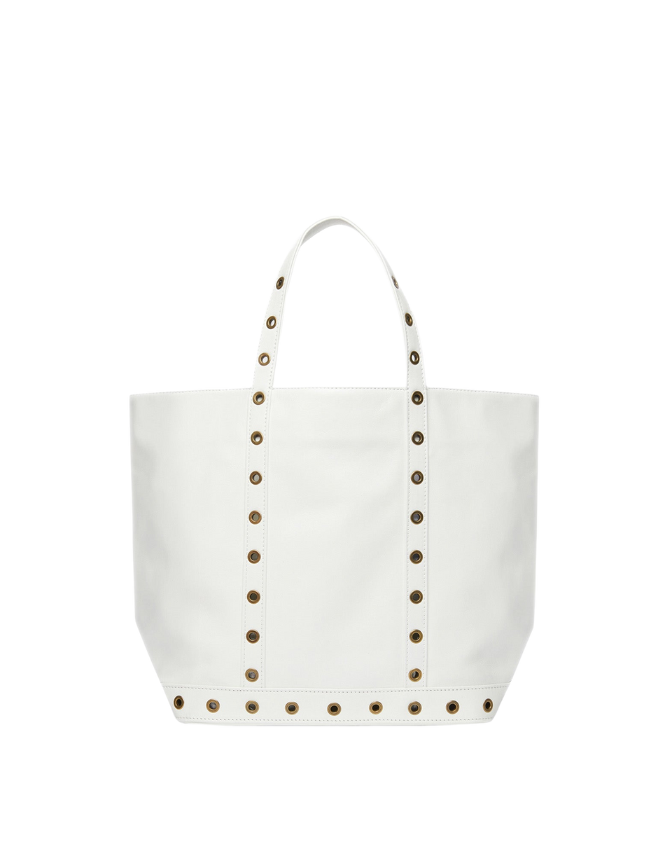 VANESSA BRUNO Sac Cabas M en cuir froissé blanc