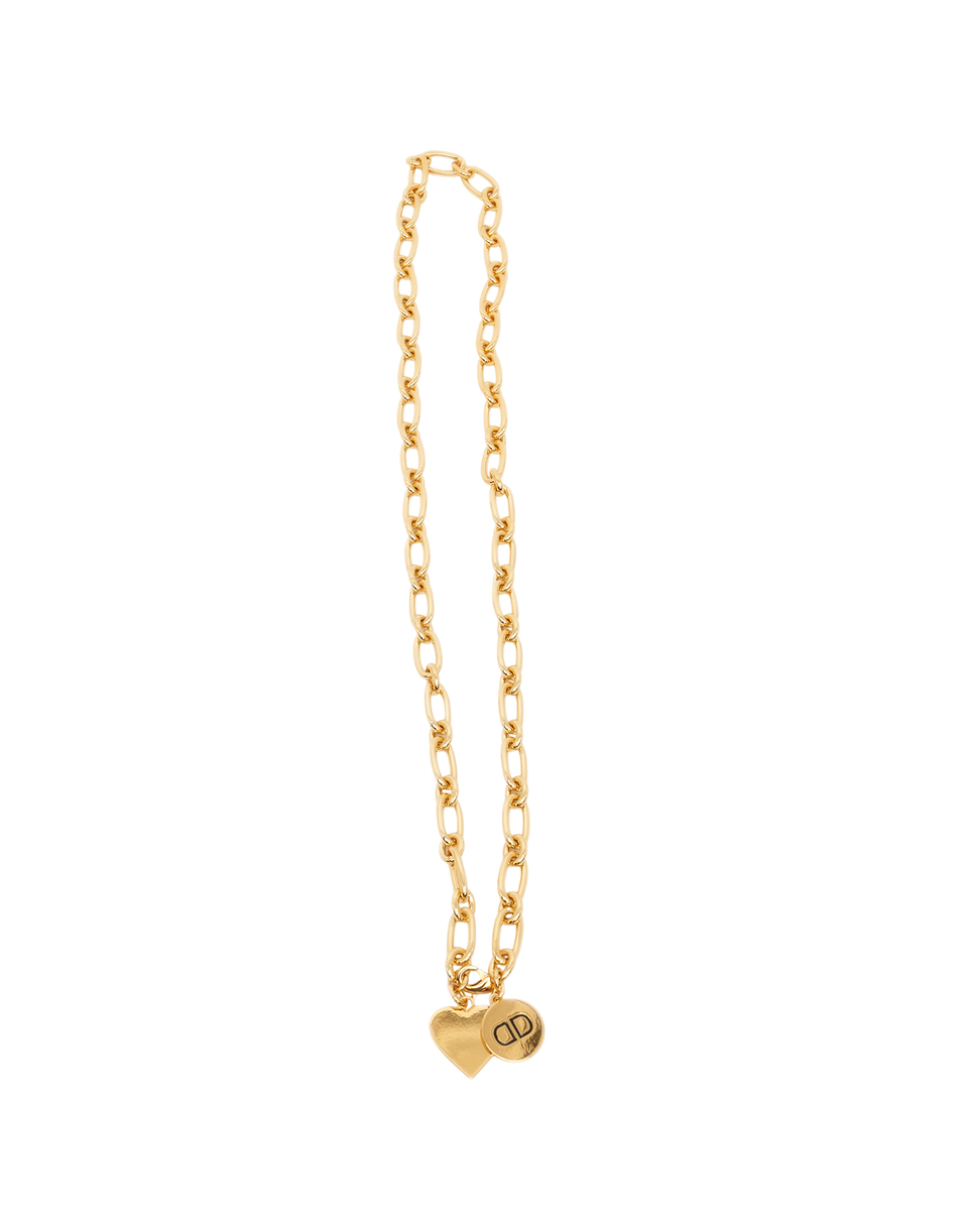 DOUUOD Collier long à chaîne avec cœur et logo pendants