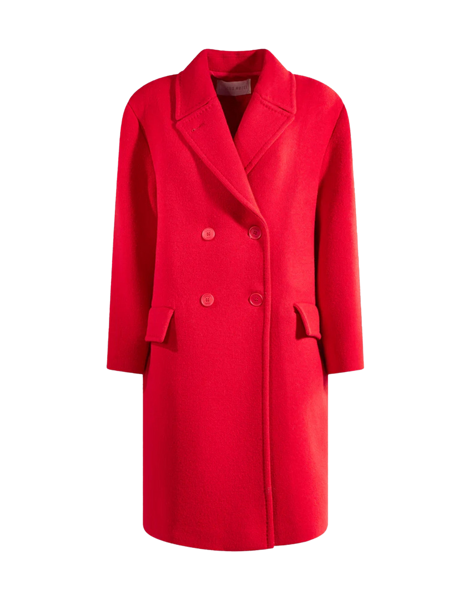 CIRCUS HOTEL Manteau croisé en drap de laine rouge