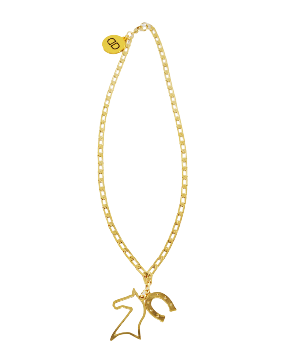 DOUUOD Collana con Ciondoli Cavallo e Ferro di Cavallo Oro