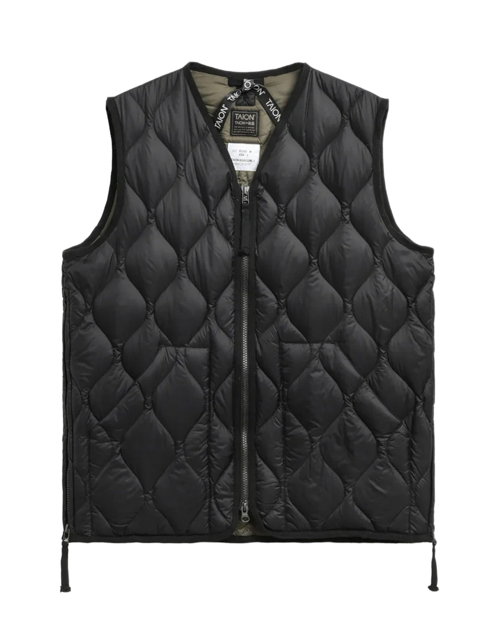 TAION Gilet Military V-Zip Down Black