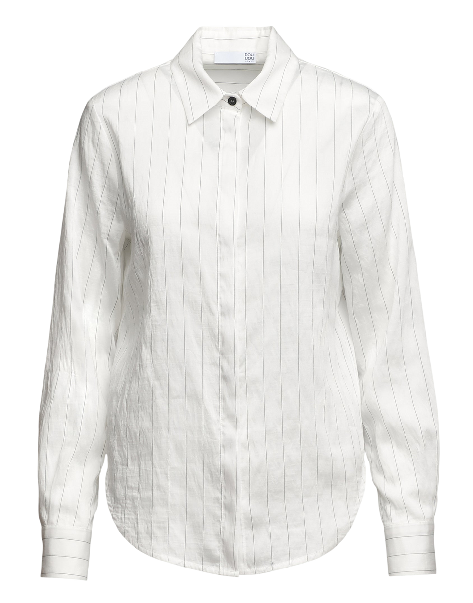 DOUUOD Camicia a Uomo in Gessato Lyocell