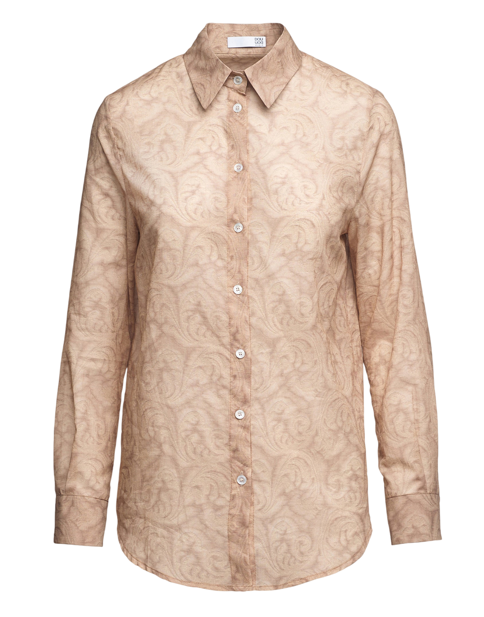DOUUOD Camicia a Uomo in Mussola Stampa Cashmere Corda