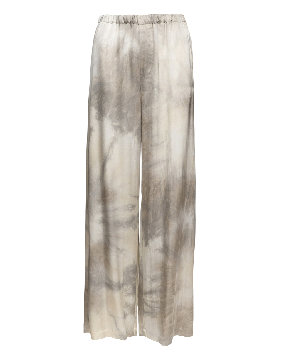DOUUOD Pantaloni Wide-Leg in Viscosa Tie-Dye Pomice