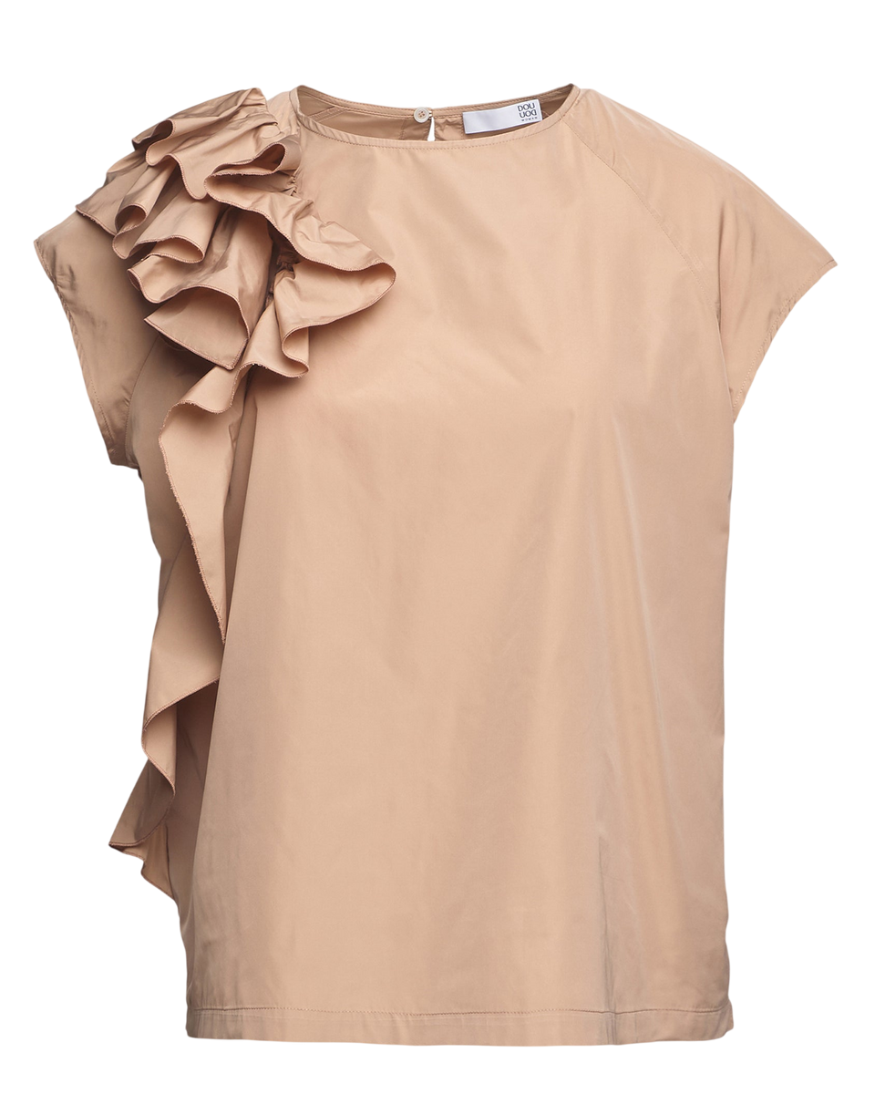 DOUUOD Top con Rouches in Taffetas Nude