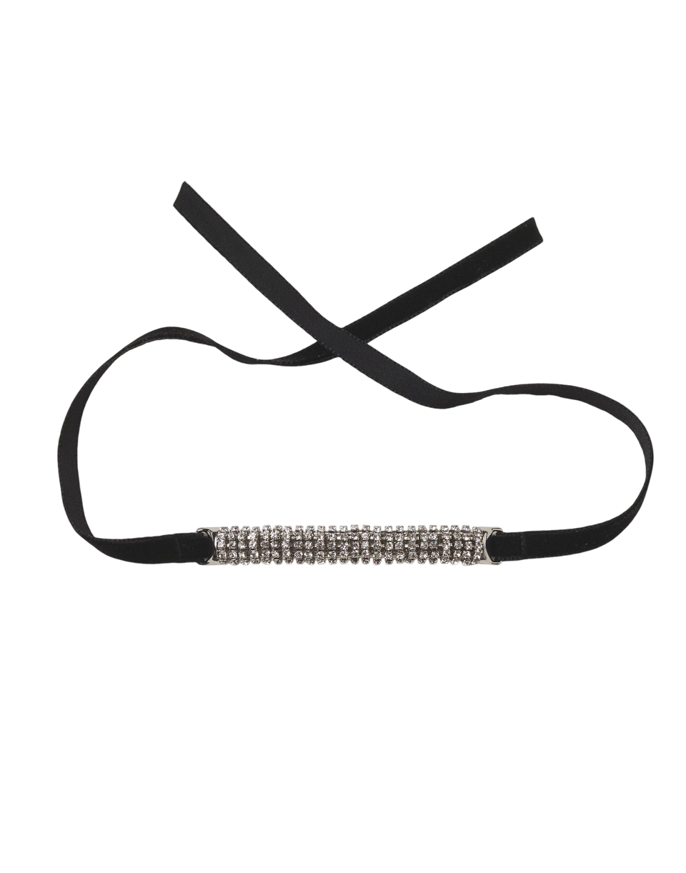 DOUUOD Collana/Bracciale in Velluto Nero con Strass