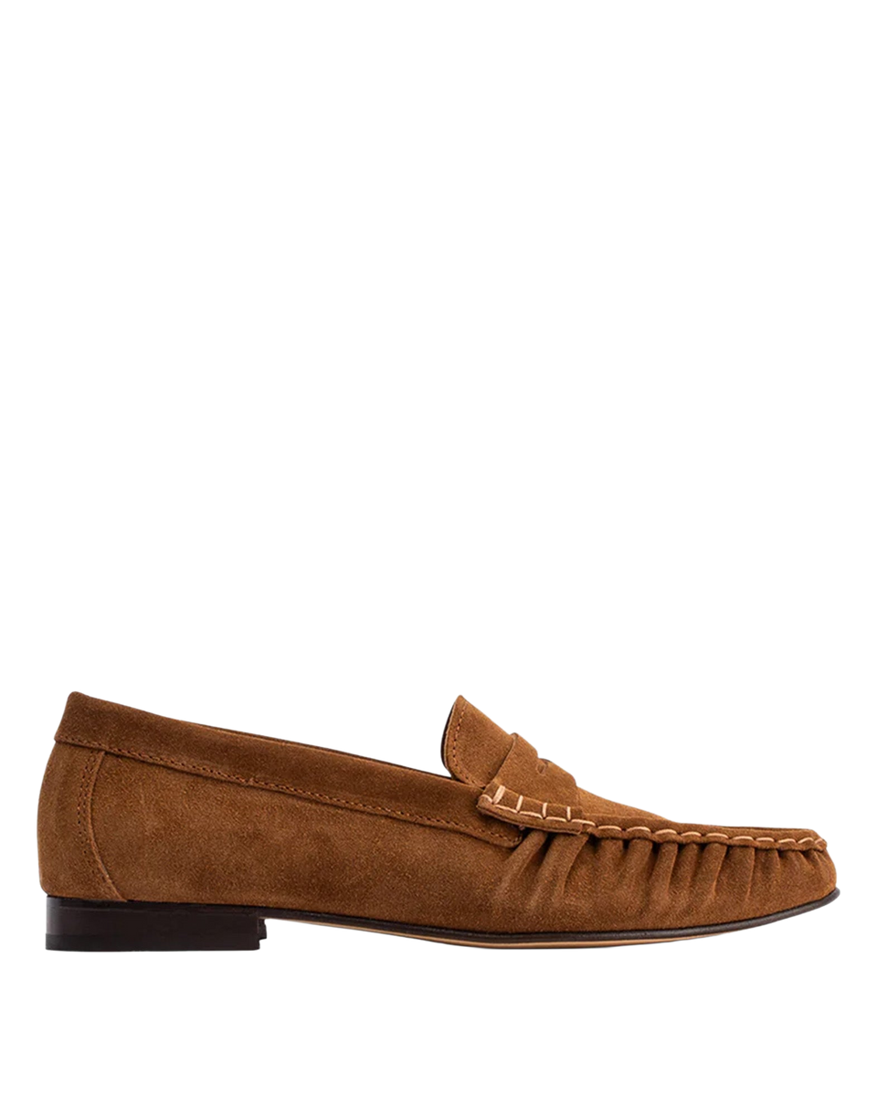 POEVE Wanda Mocassins en daim à bout rond marron