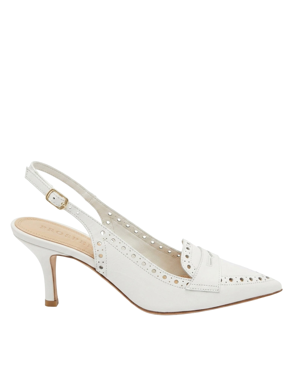 PROSPERINE Slingback in Pelle Spazzolata Bianca