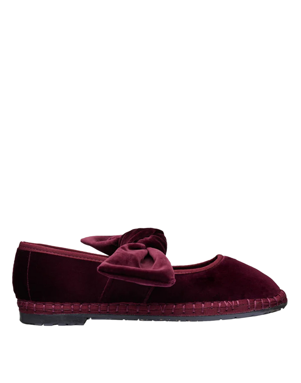 FLABELUS Ballerines en velours avec nœud Bordeaux