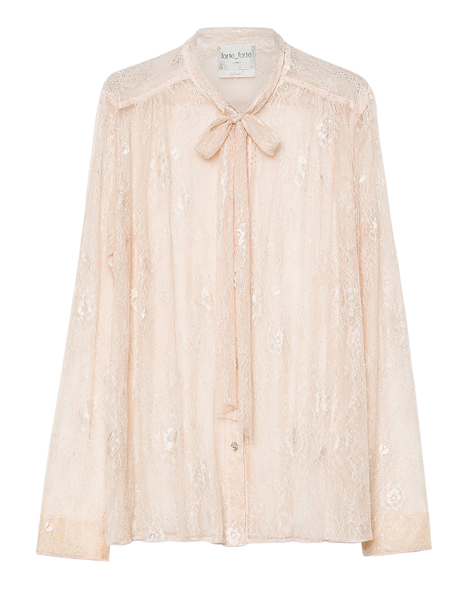 FORTE FORTE Camicia in Pizzo Chantilly con Fiocco Loto