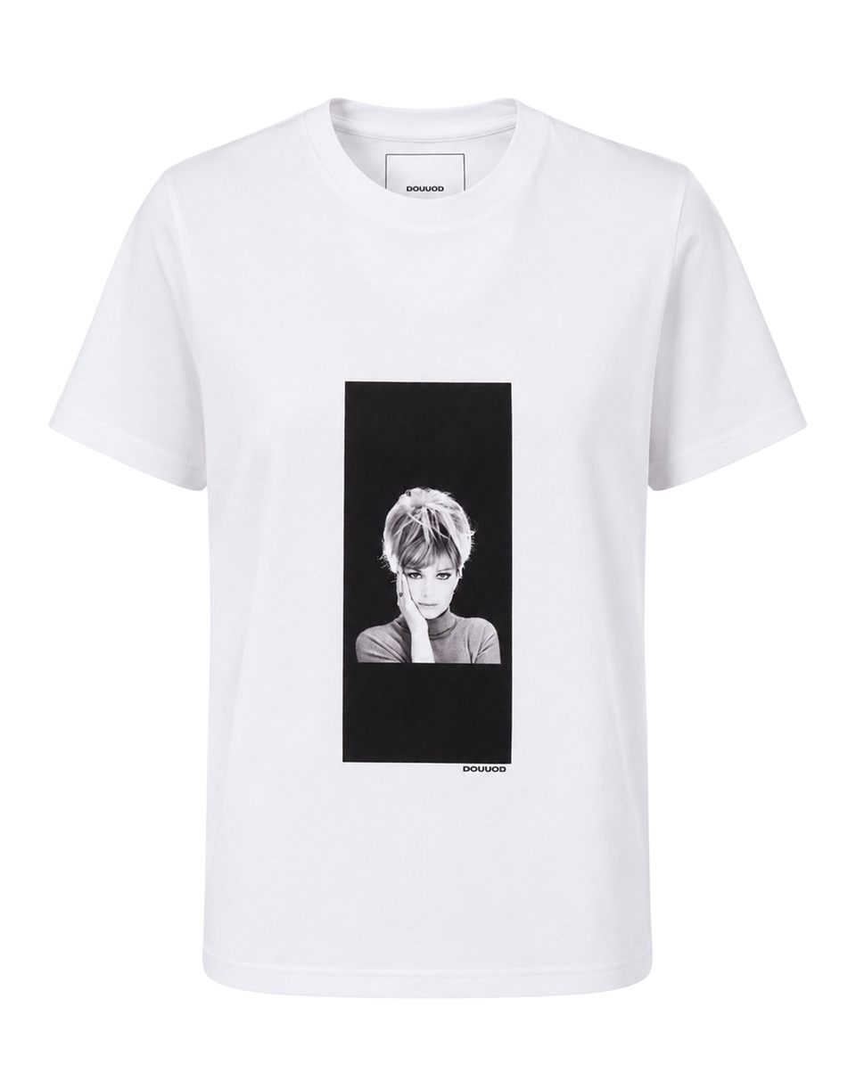 DOUUOD T-shirt in Jersey di Cotone Stampa "Vitti" Bianco