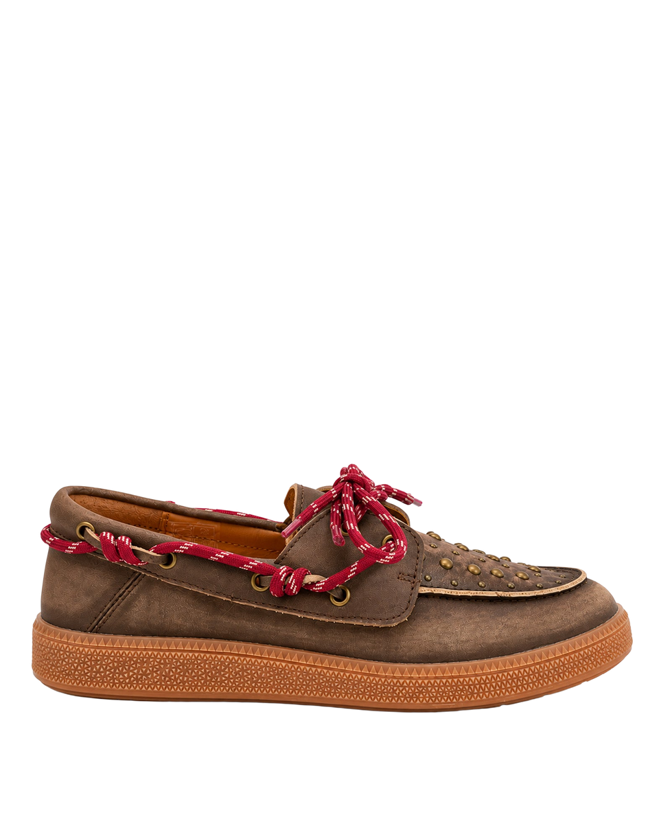 MONOWAY Mocassini Boat in Pelle con Borchie