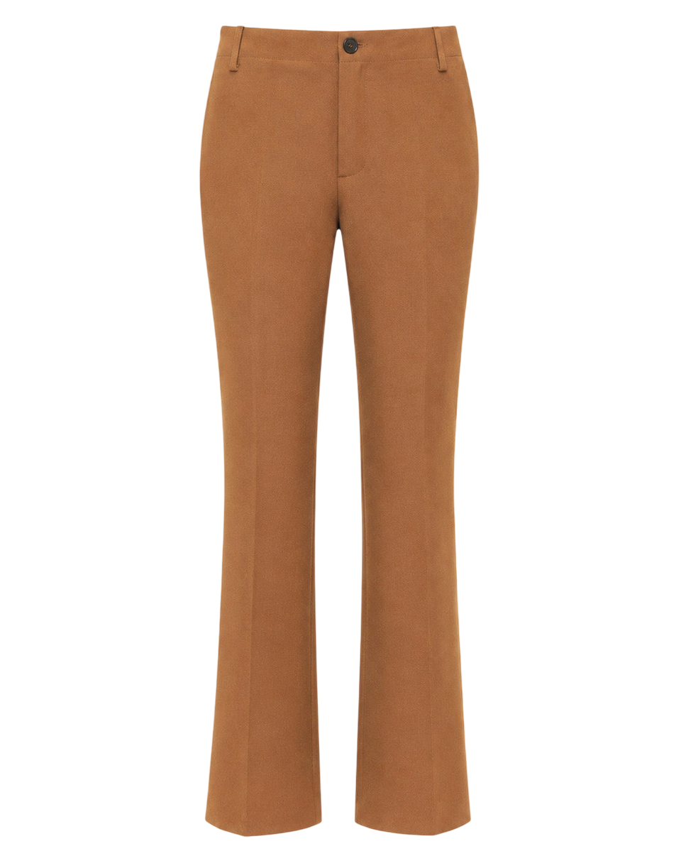 DOUUOD Pantalone Flair in Doppio Crepe Stretch Cannella