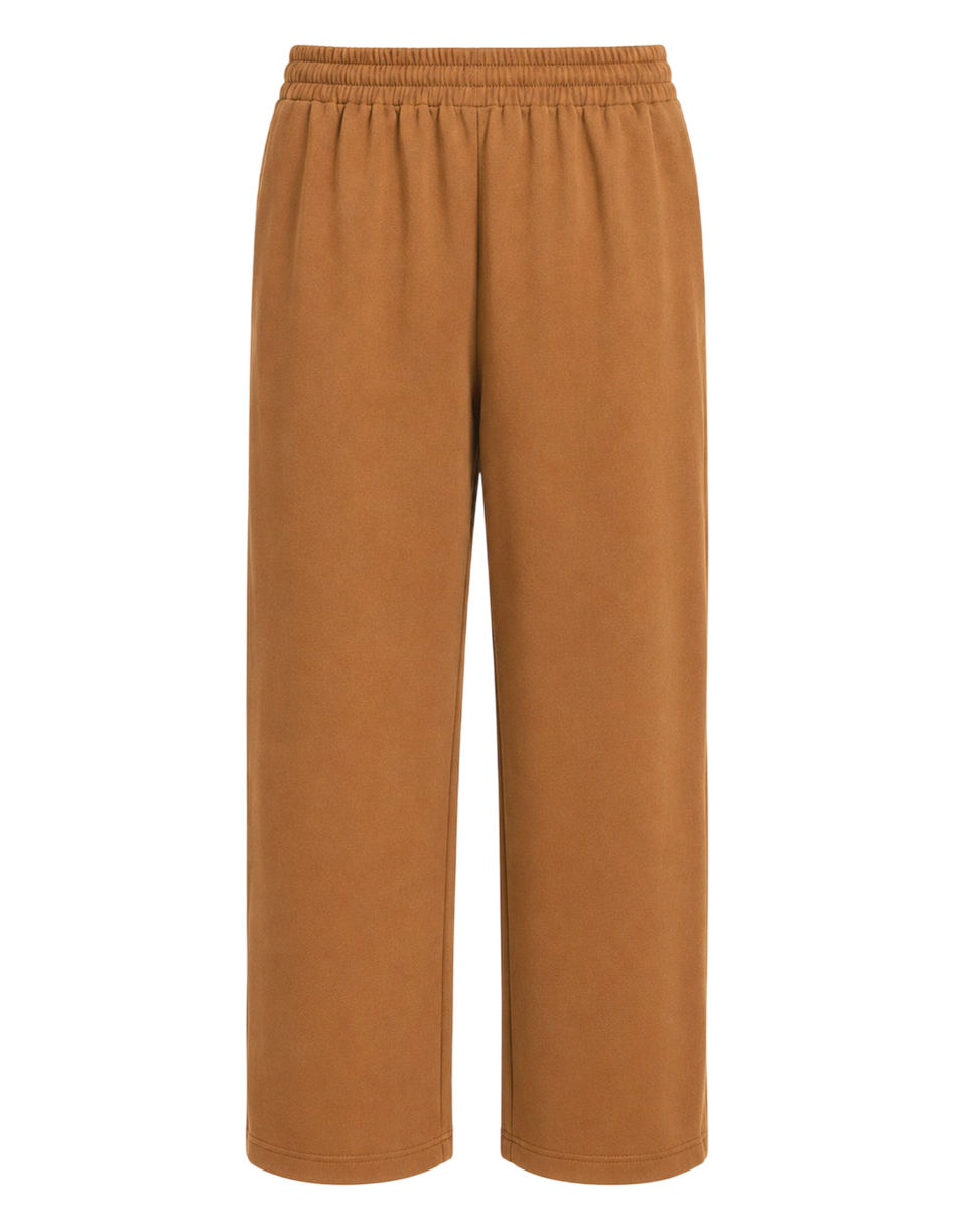 DOUUOD Pantalone con Elastico In Vita in Doppio Crepe Stretch Cannella