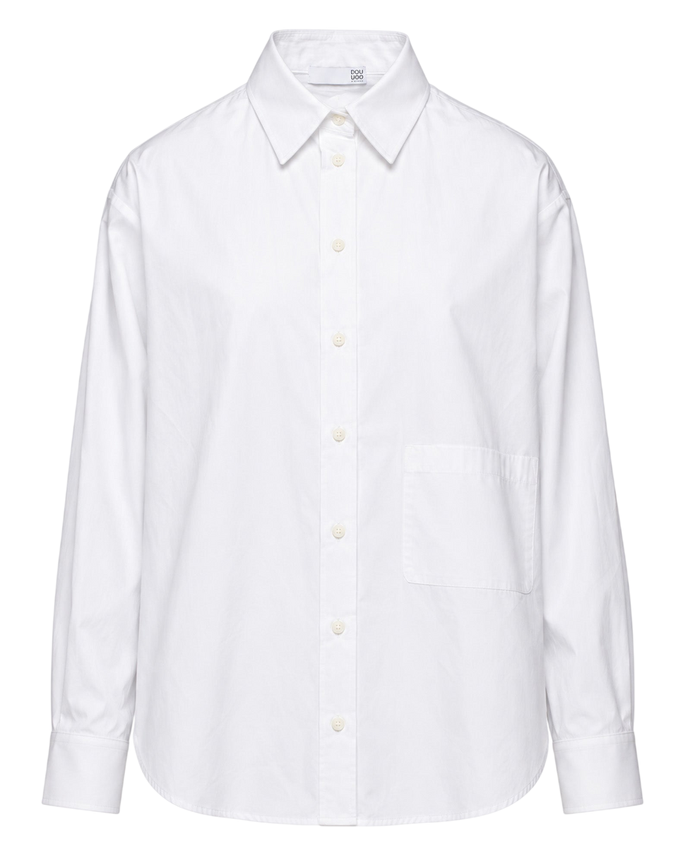 DOUUOD Camicia Taglio Kimono con Tasca Bianca