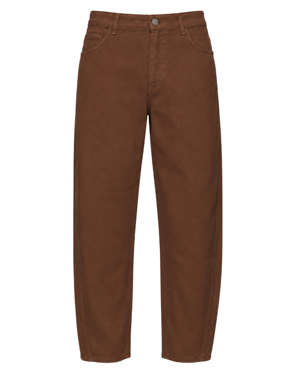 DOUUOD Pantalone Baggy in Drill di Cotone Caramello