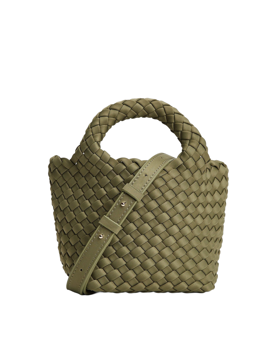 MARREA Borsa a Mano Mini in Neoprene Intrecciato Dark Oliva