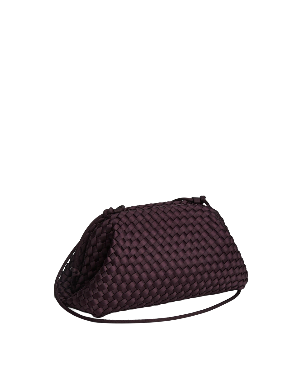 MARREA Borsa a Tracolla Pouch in Neoprene Intrecciato Aubergine Satin